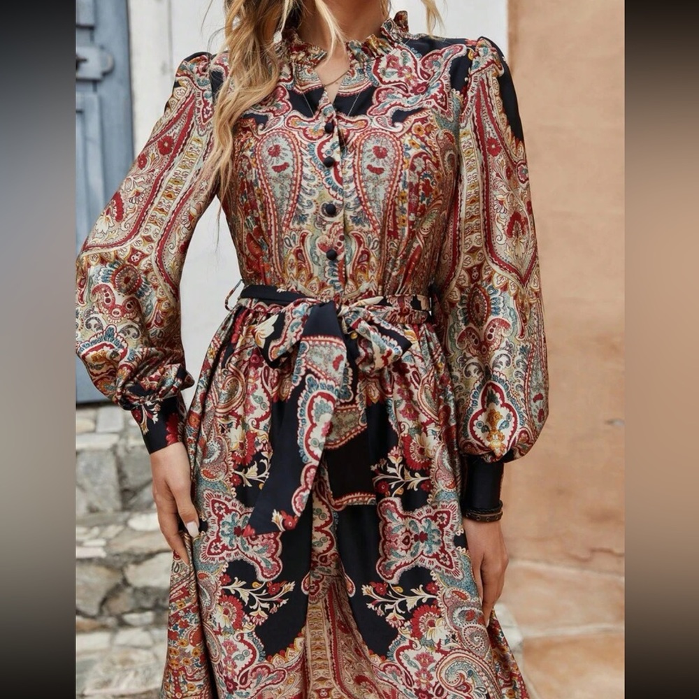 Boho floral paisley print maxi dress - Picture 4 of 6